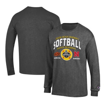 Men's Champion Gray Nebraska Huskers vs. Oklahoma State Cowgirls 2026 NCAA Softball Super Regional Matchup Long Sleeve T-Shirt