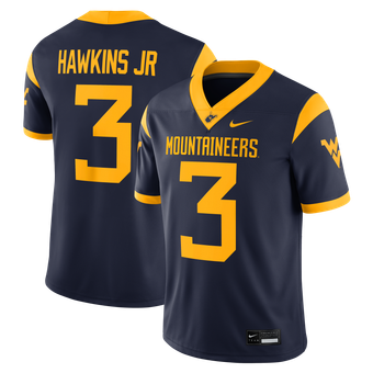 Men's Nike Michael Hawkins Jr. Navy West Virginia Mountaineers Game Football Jersey