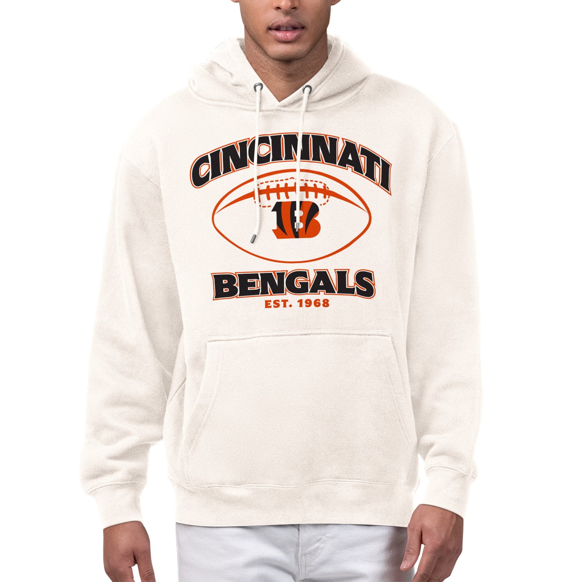 Men's Starter Cream Cincinnati Bengals Kickoff Fleece Hoodie