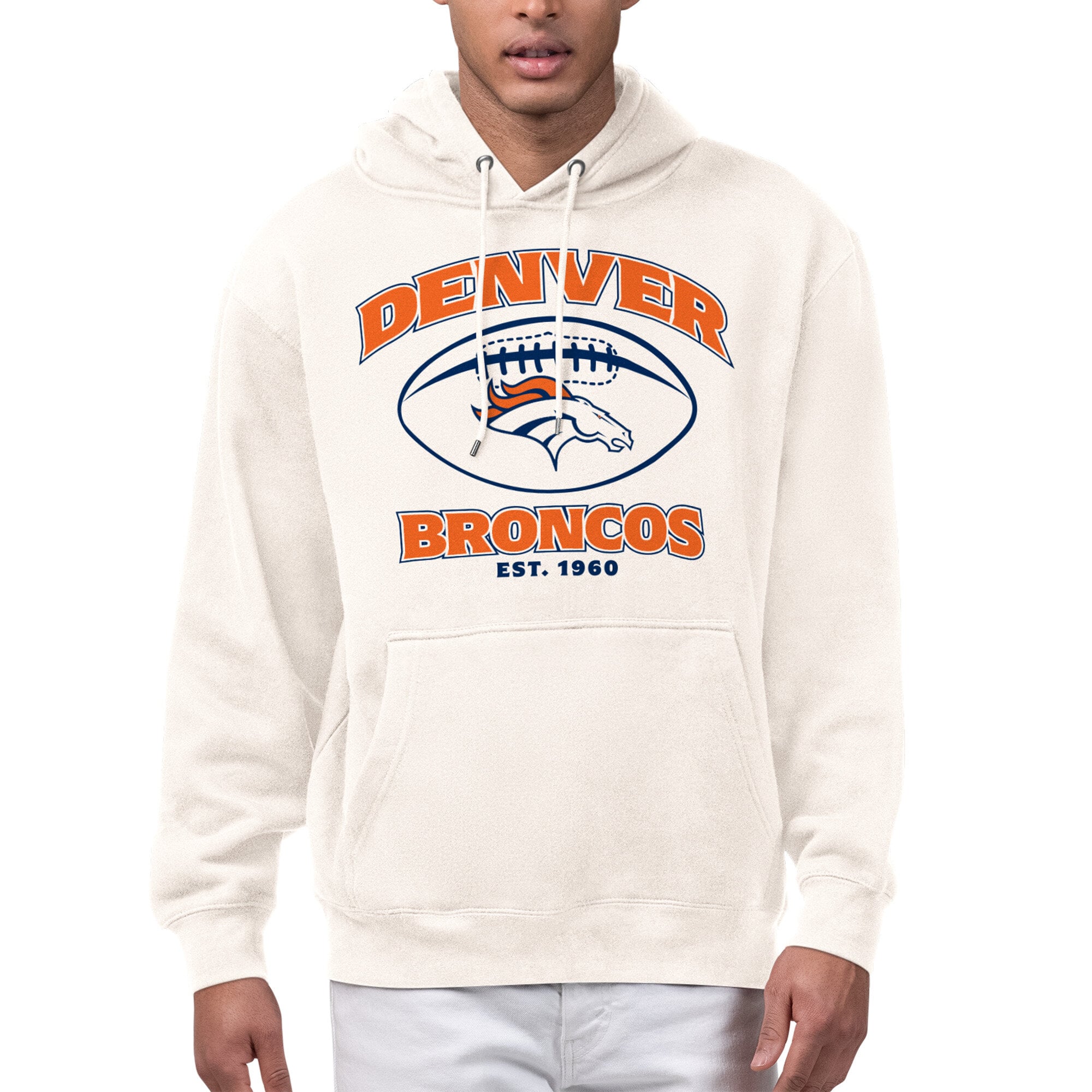 Men's Starter Cream Denver Broncos Kickoff Fleece Hoodie