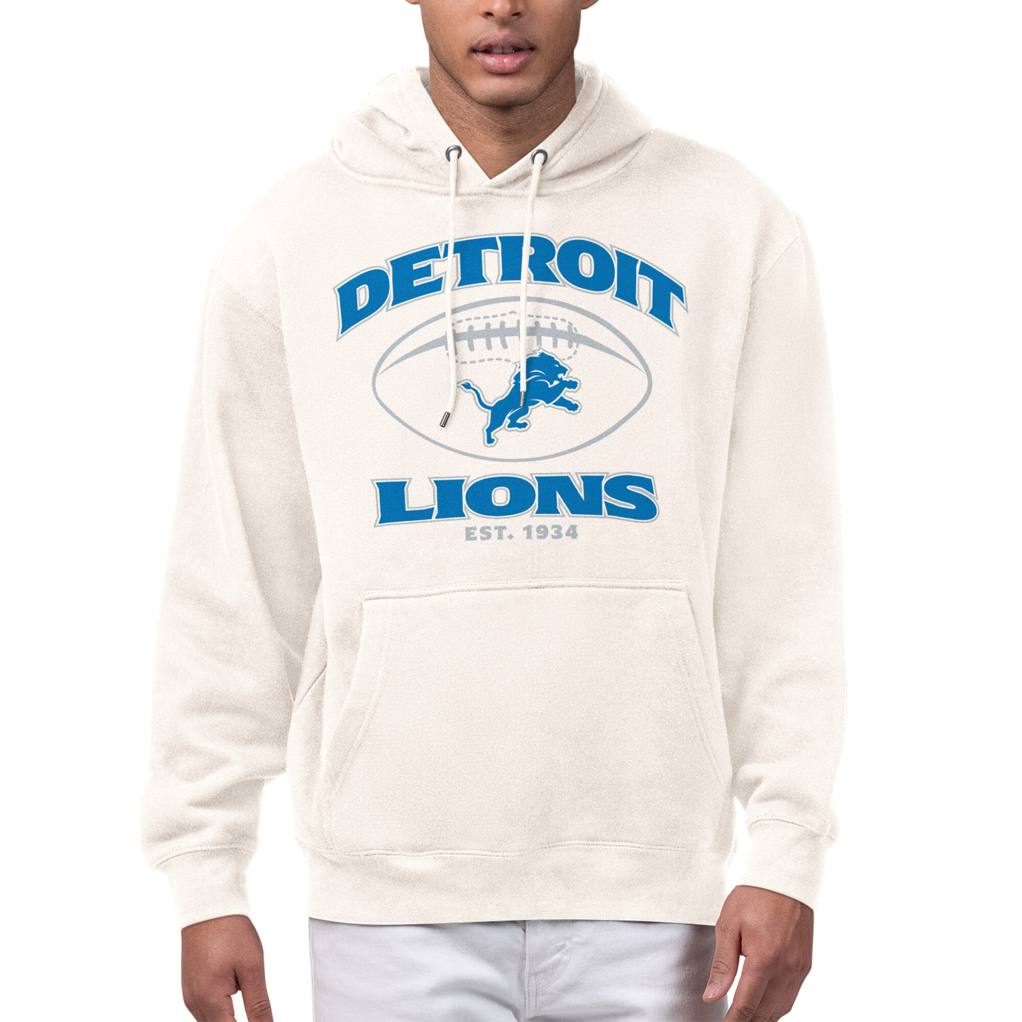 Men's Starter Cream Detroit Lions Kickoff Fleece Hoodie