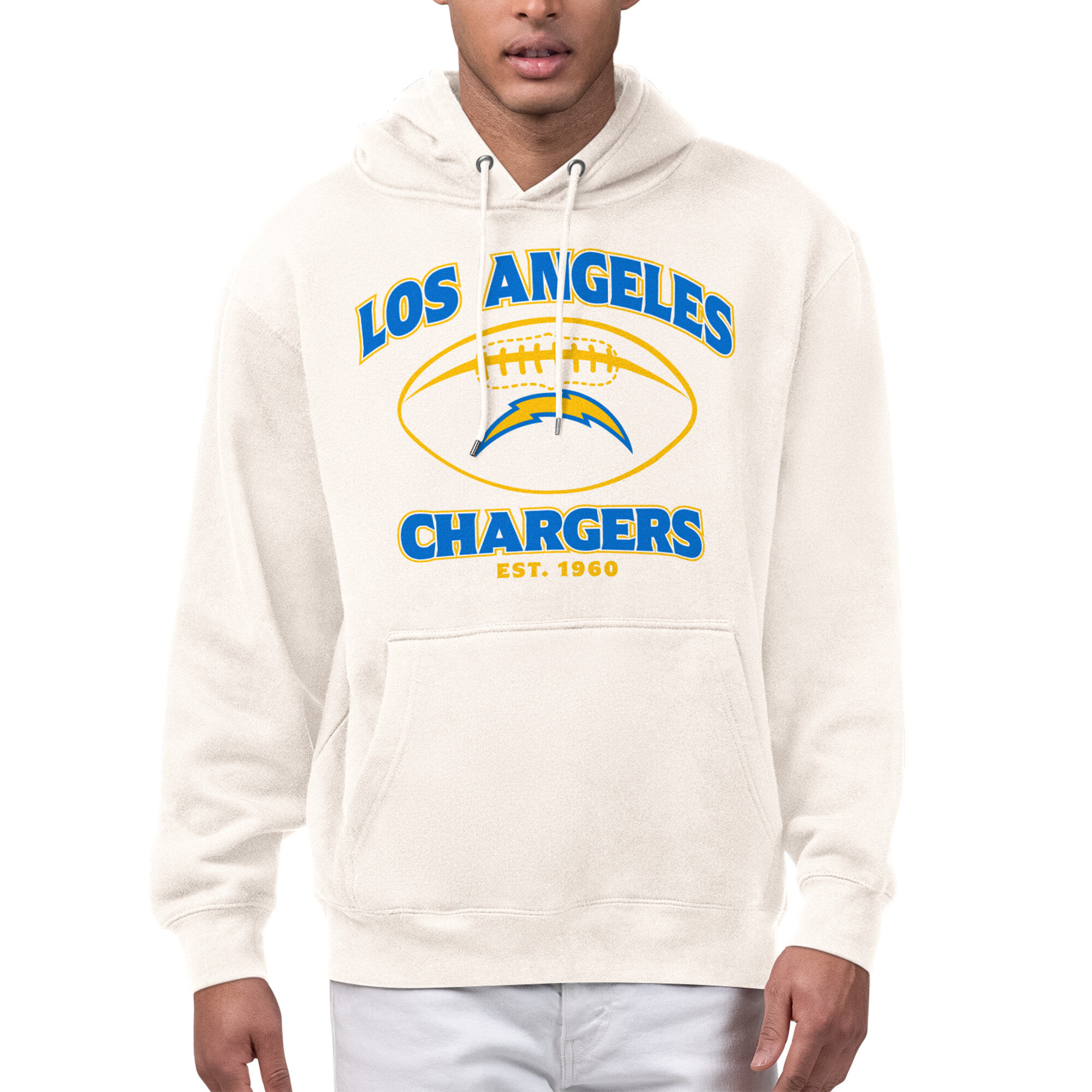 Men's Starter Cream Los Angeles Chargers Kickoff Fleece Hoodie