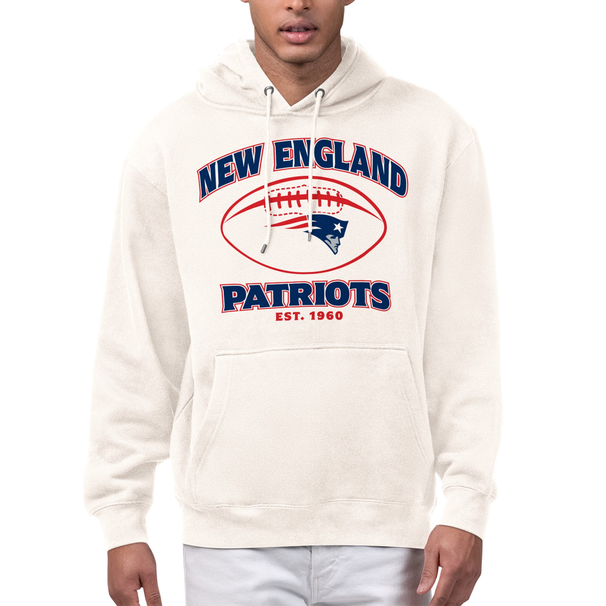 Men's Starter Cream New England Patriots Kickoff Fleece Hoodie