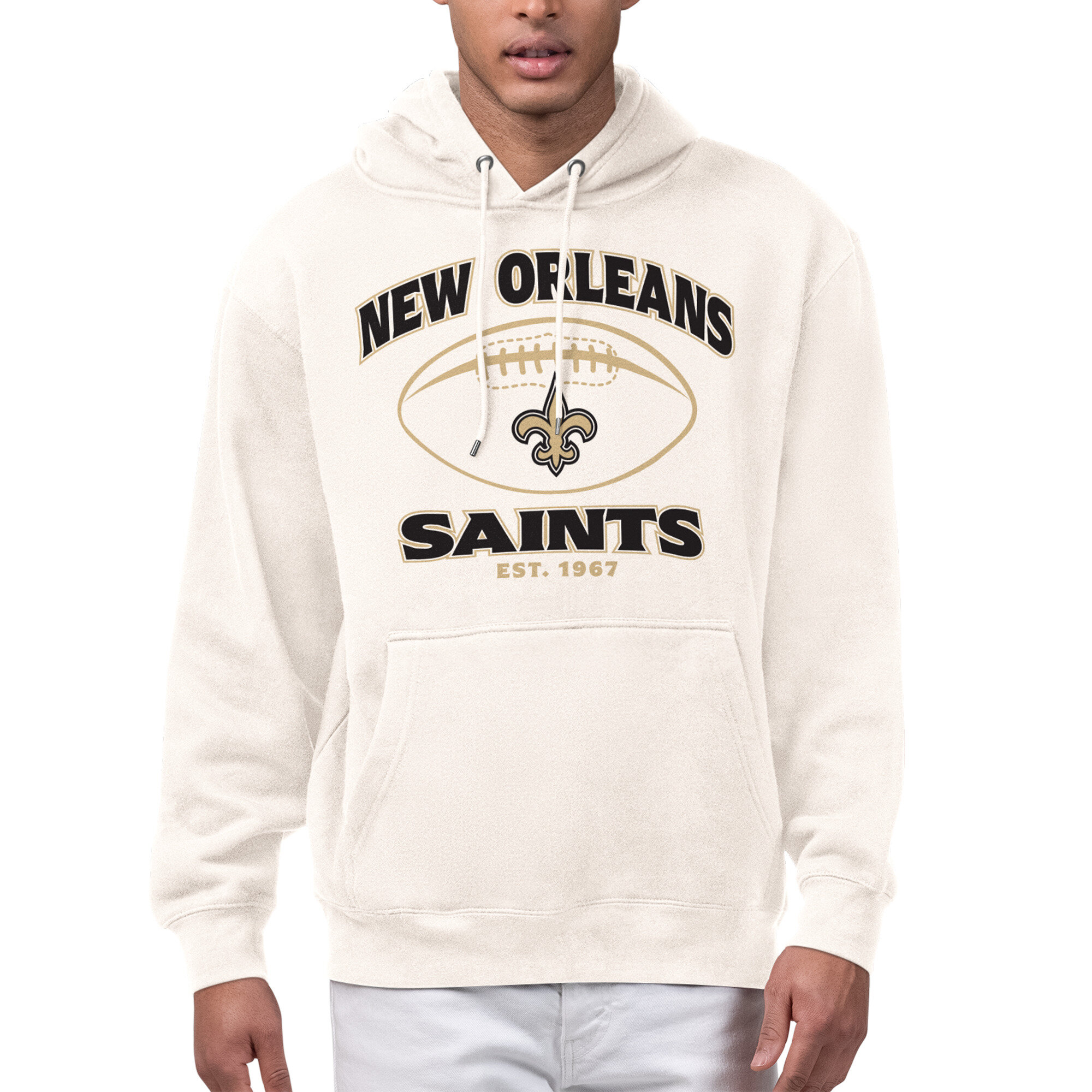 Men's Starter Cream New Orleans Saints Kickoff Fleece Hoodie