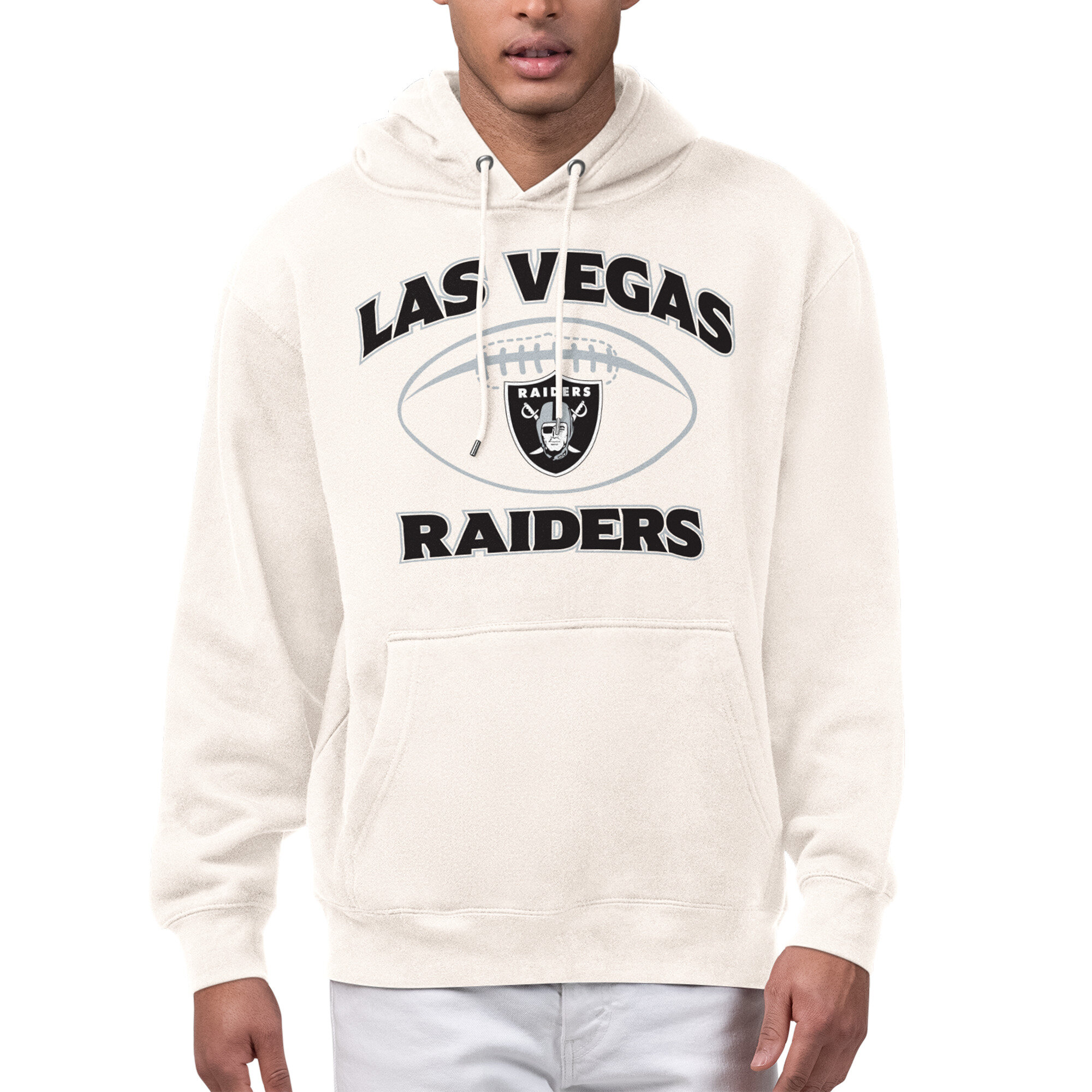 Men's Starter Cream Las Vegas Raiders Kickoff Fleece Hoodie