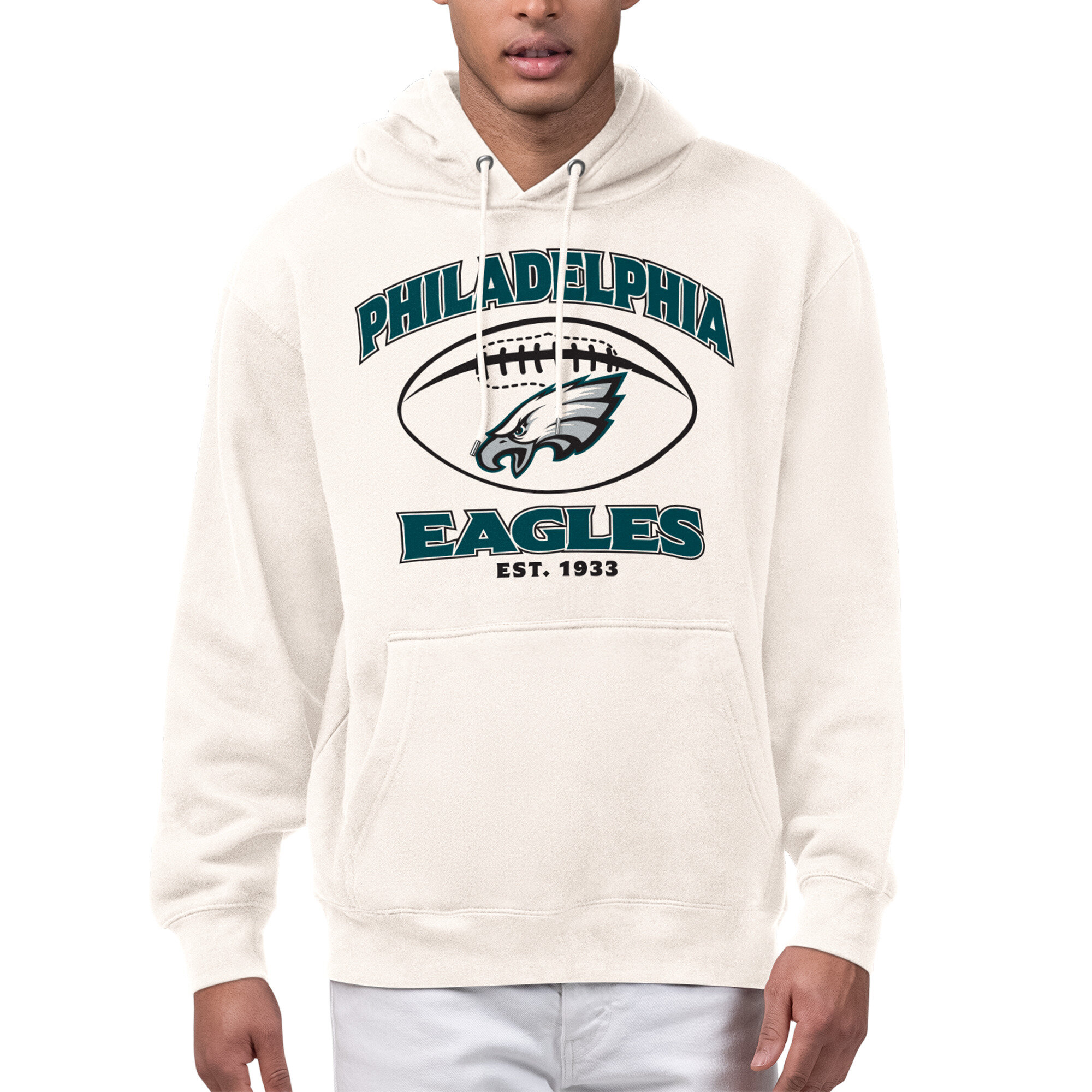 Men's Starter Cream Philadelphia Eagles Kickoff Fleece Hoodie