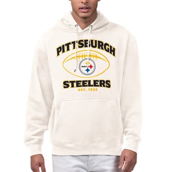 Men's Starter Cream Pittsburgh Steelers Kickoff Fleece Hoodie
