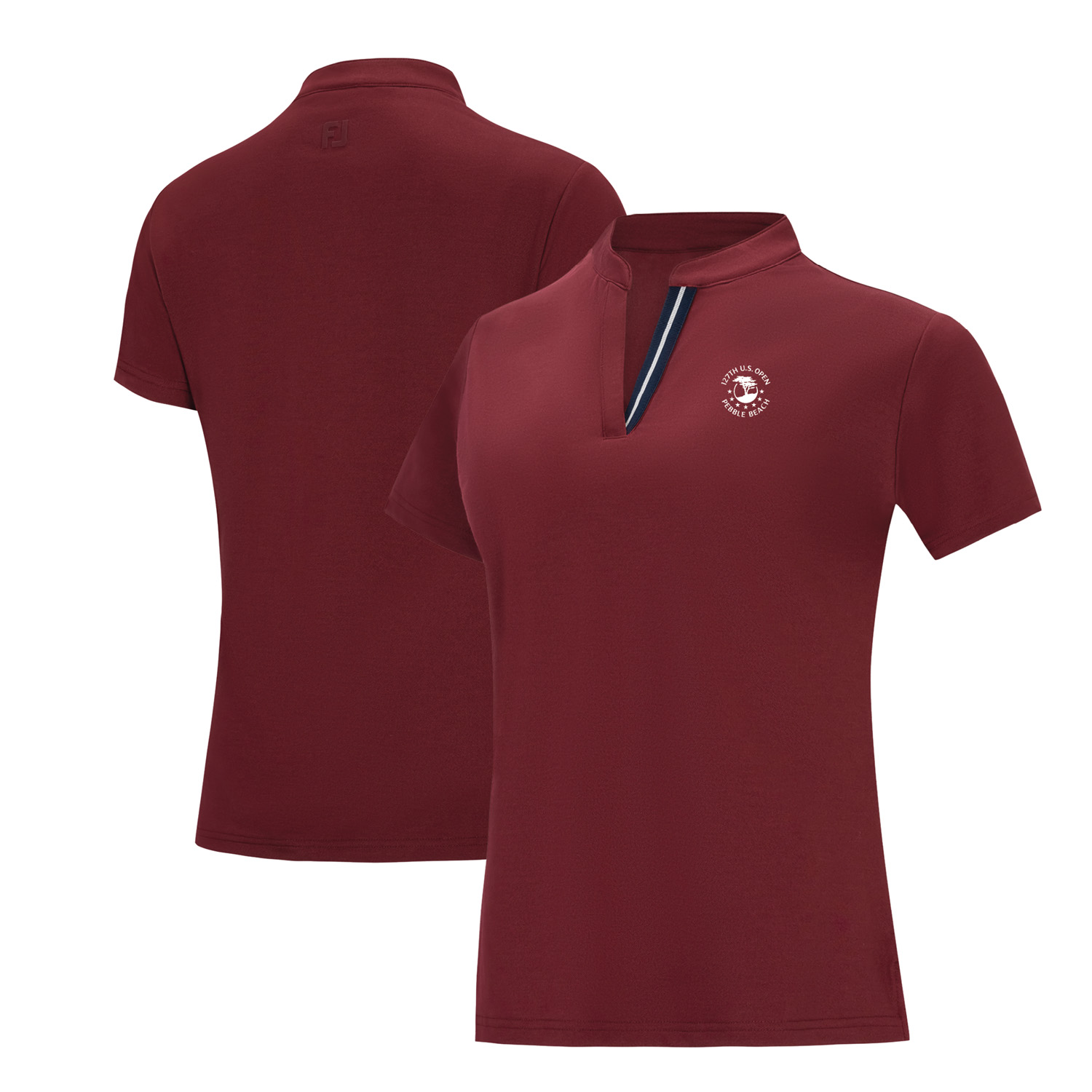 Women’s 2027 U.S. Open FootJoy Maroon V-Neck Short Sleeve Polo Women’s 2027 U.S. Open FootJoy Maroon V-Neck Short Sleeve Polo