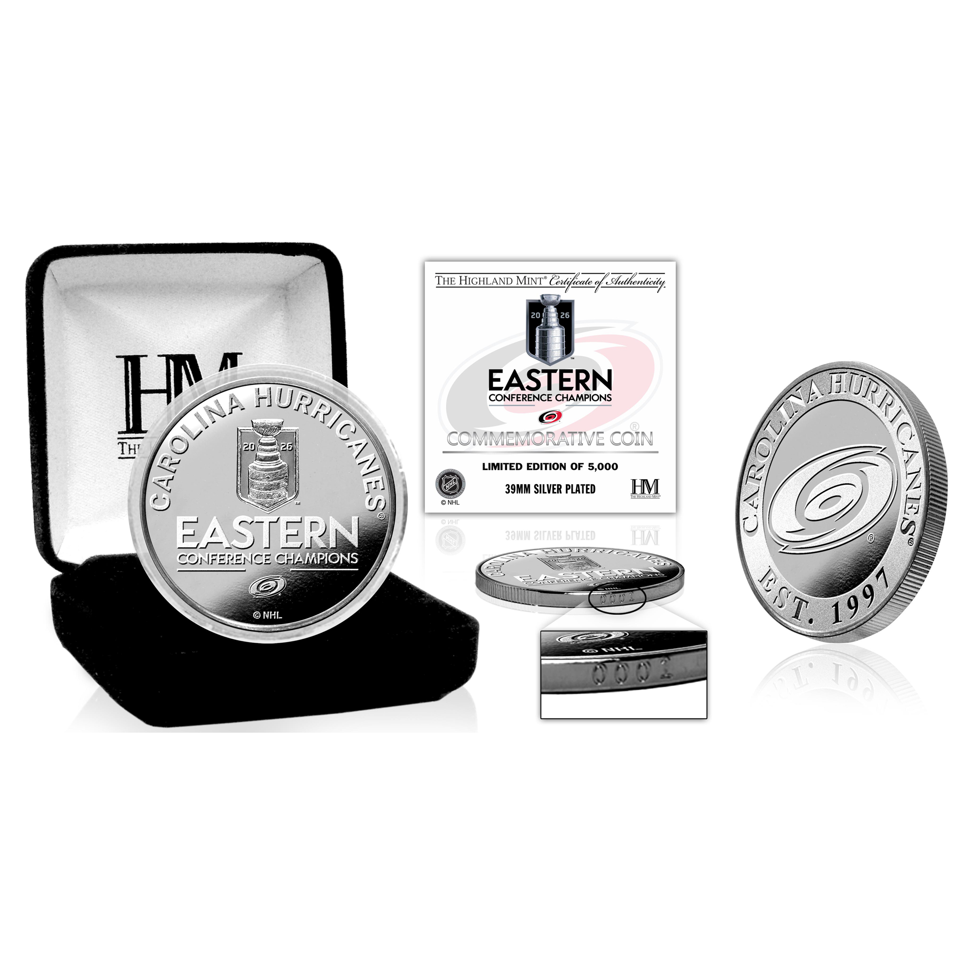 Highland Mint Carolina Hurricanes 2026 NHL Eastern Conference Champions Silver Commemorative Coin