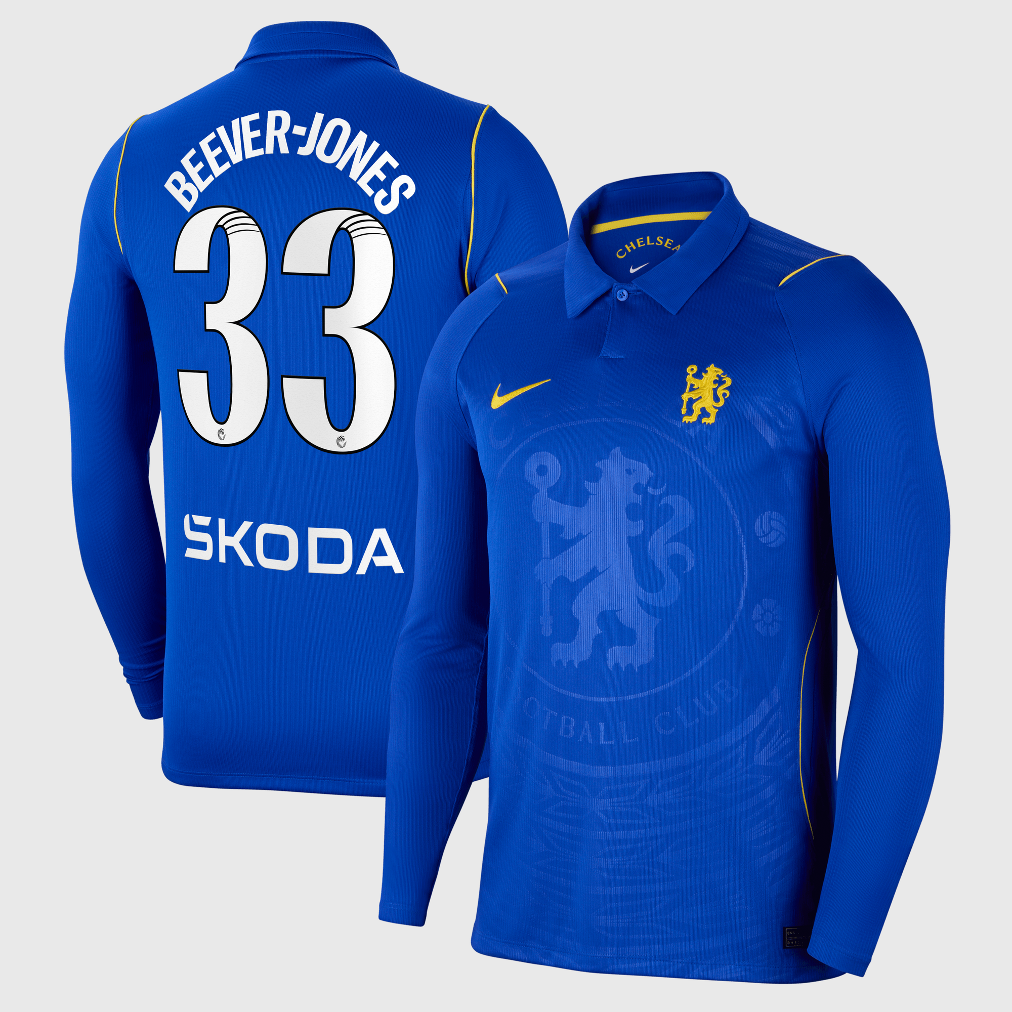 Camiseta WSL Nike Stadium de la equipación local manga larga del Chelsea 2026/27 con dorsal Beever-Jones 33