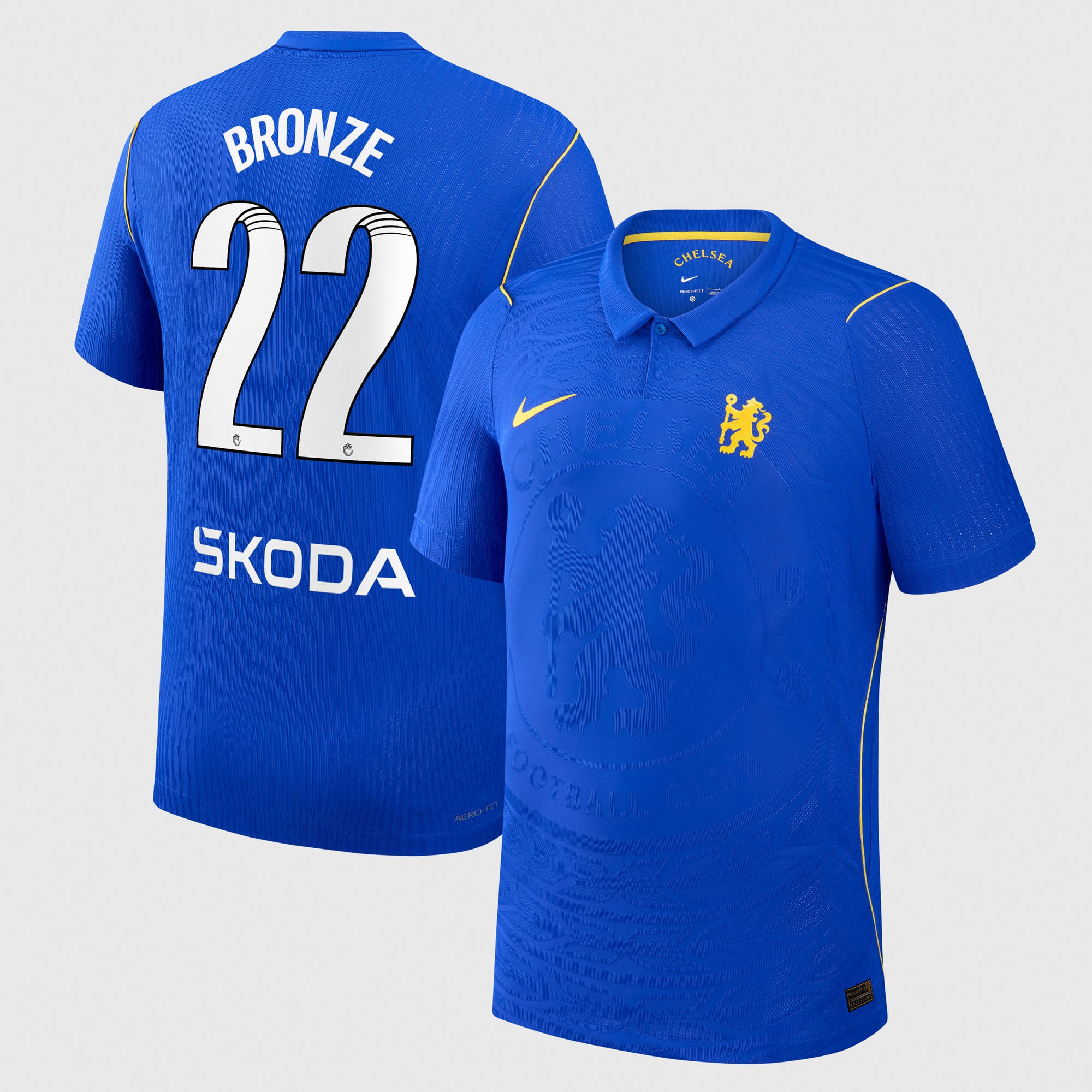 Camiseta WSL Nike Aero-FIT Match de la primera equipación del Chelsea 2026/27 con dorsal Bronze 22