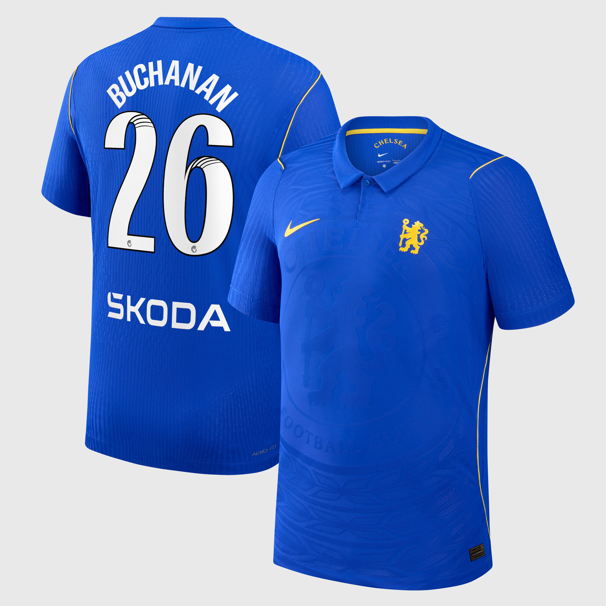 Camiseta WSL Nike Aero-FIT Match de la primera equipación del Chelsea 2026/27 con dorsal Buchanan 26