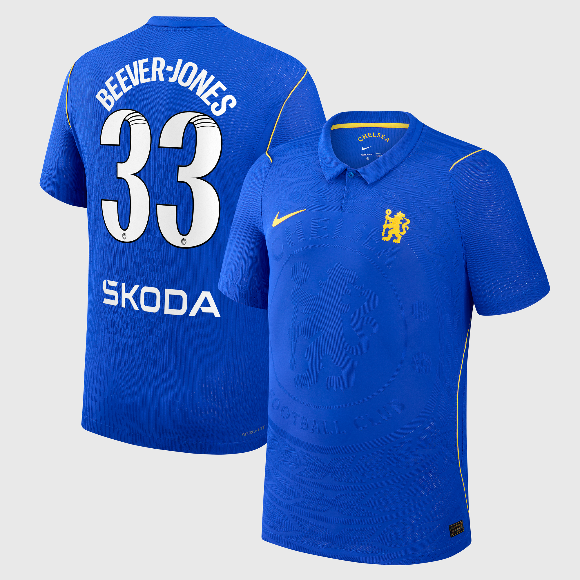 Camiseta WSL Nike Aero-FIT Match de la primera equipación del Chelsea 2026/27 con dorsal Beever-Jones 33
