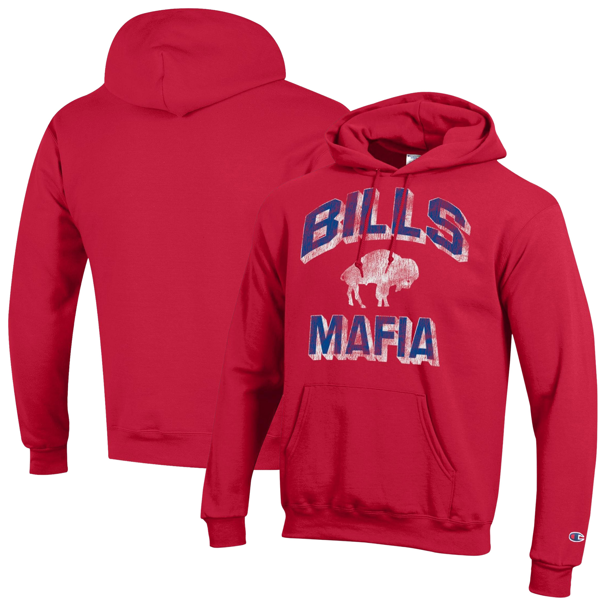 Men's Champion Red Buffalo Bills Eco Powerblend Hoodie