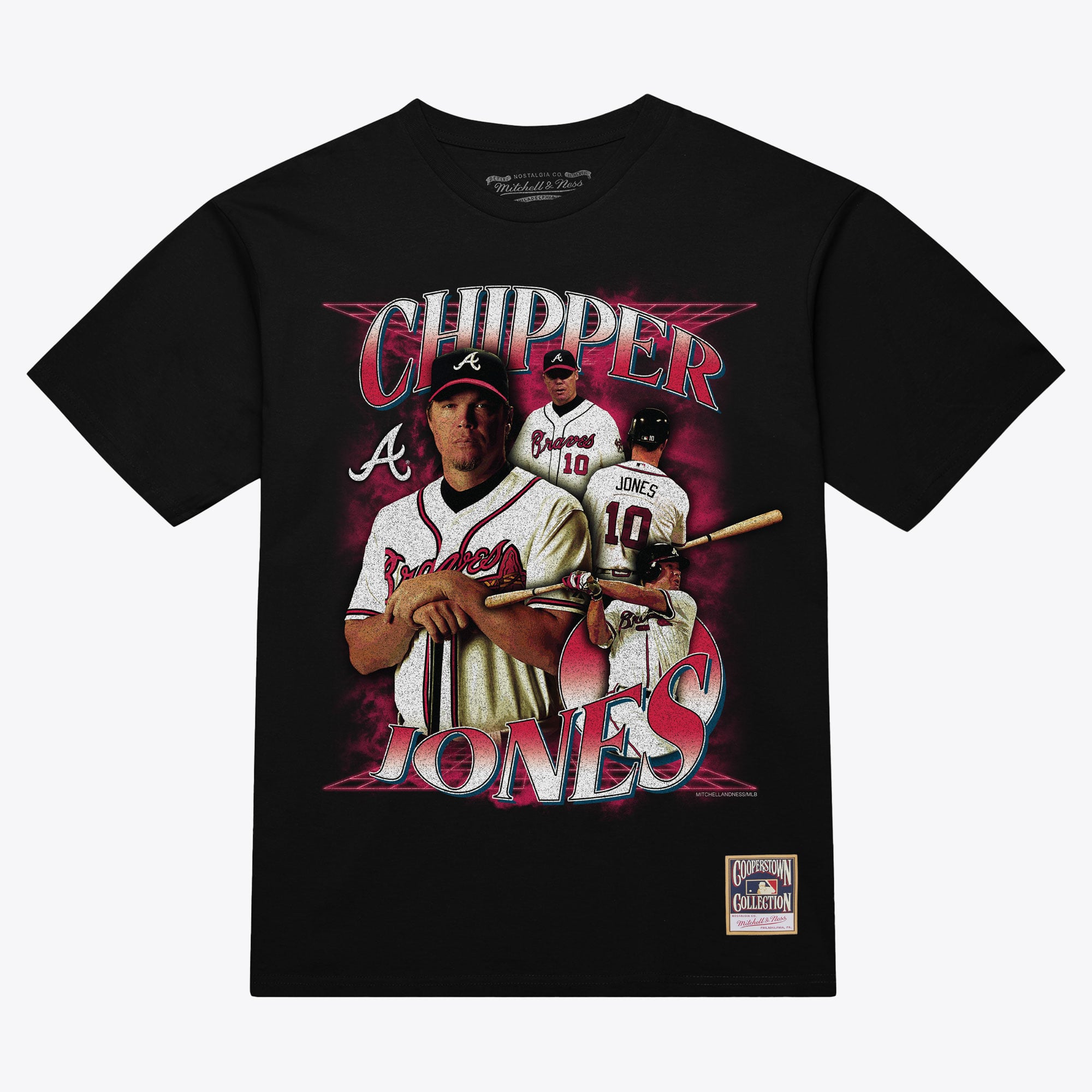 Men's Mitchell & Ness Chipper Jones Black Atlanta Braves Cooperstown Collection Big & Tall Legendary Collage Player Graphic T-Shirt