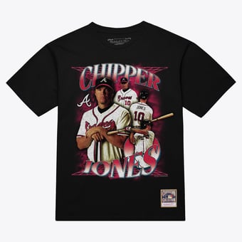 Men's Mitchell & Ness Chipper Jones Black Atlanta Braves Cooperstown Collection Big & Tall Legendary Collage Player Graphic T-Shirt