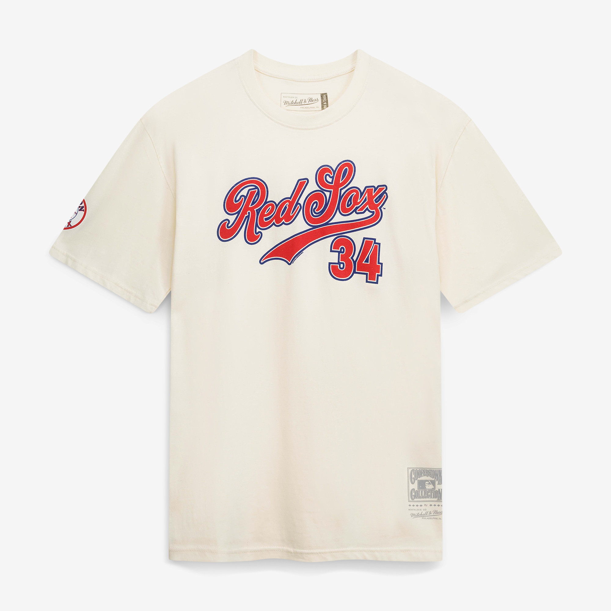 Men's Mitchell & Ness David Ortiz Cream Boston Red Sox Big & Tall Name & Number T-Shirt