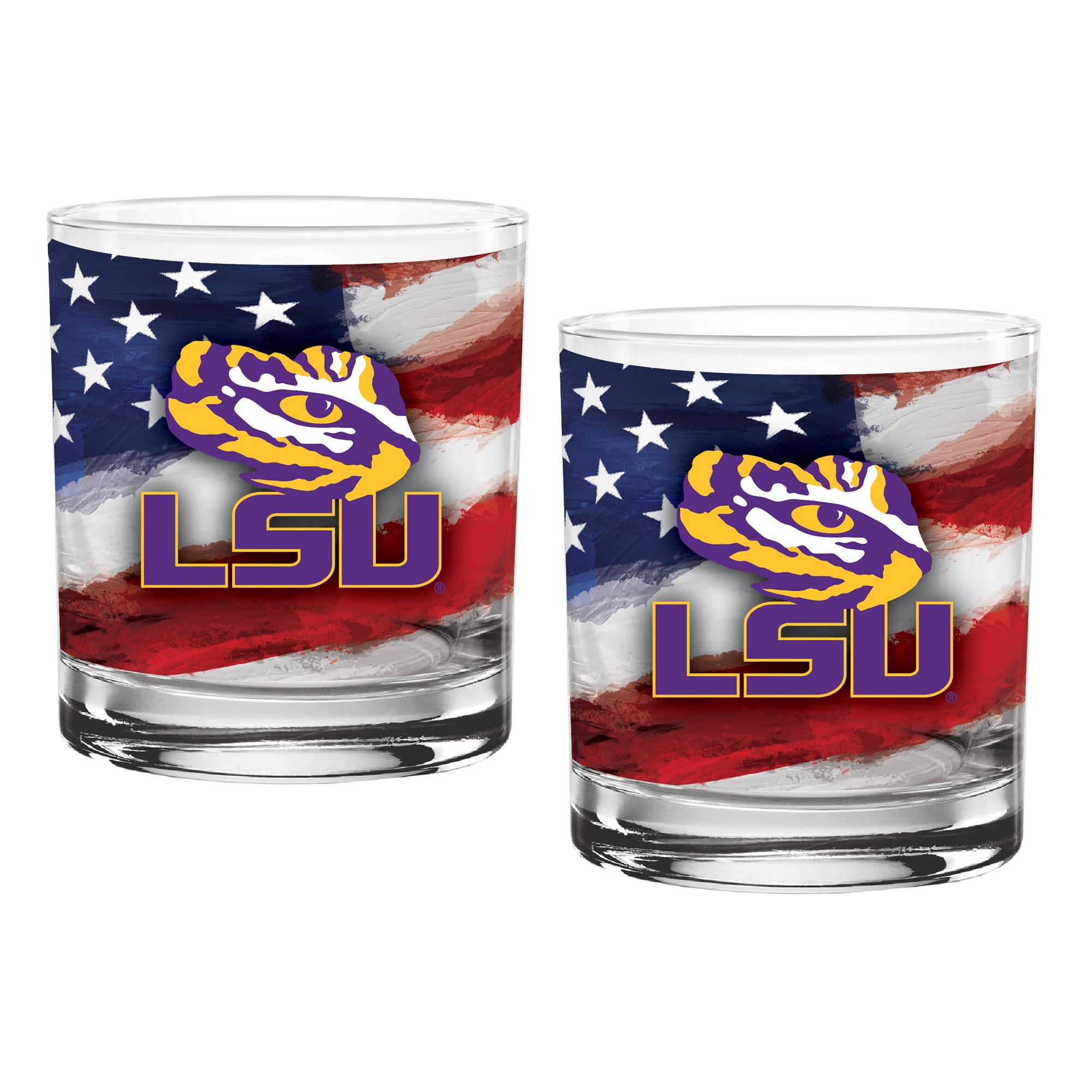 LSU Tigers  Two-Pack 14oz. Americana Rocks Glass Set