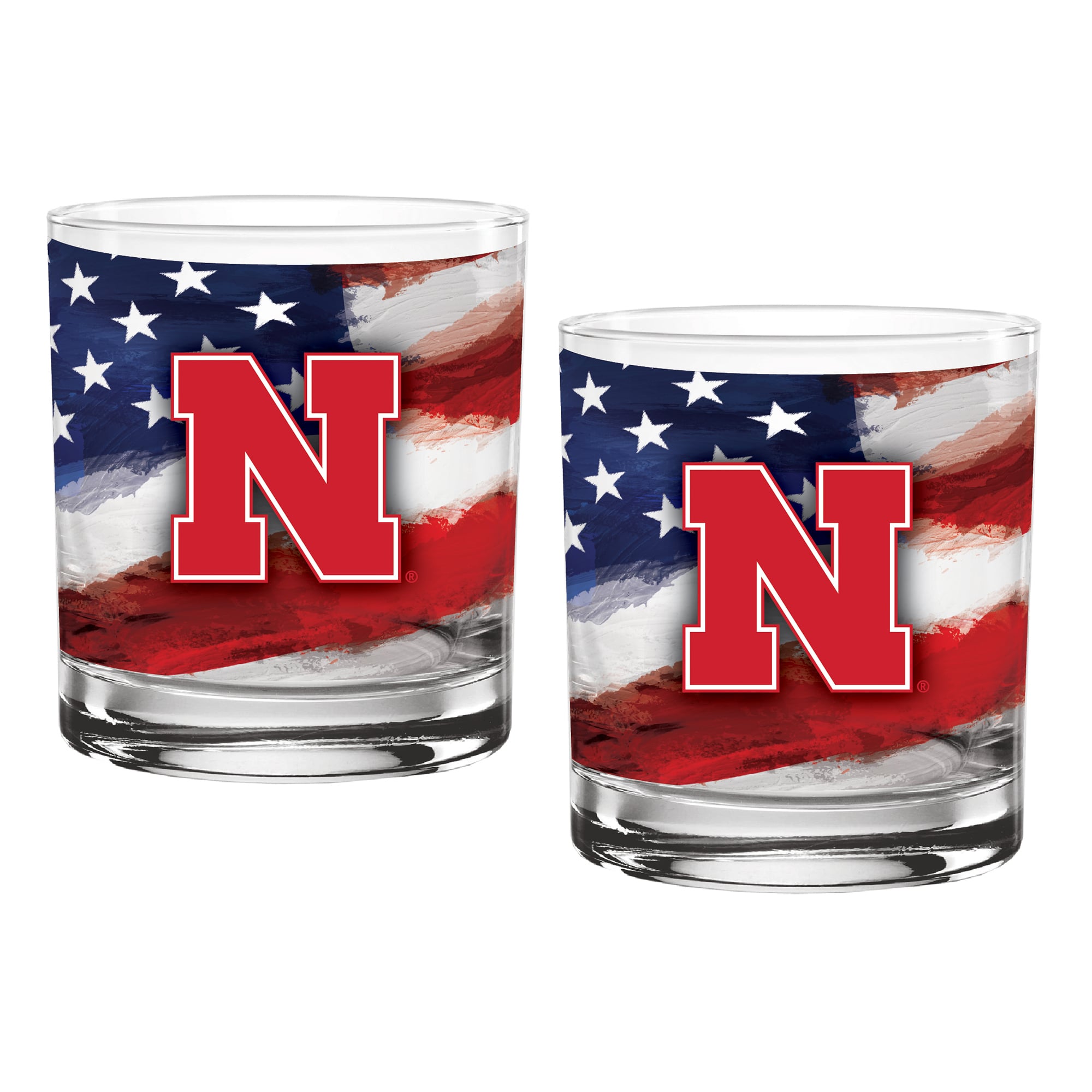 Nebraska Huskers  Two-Pack 14oz. Americana Rocks Glass Set