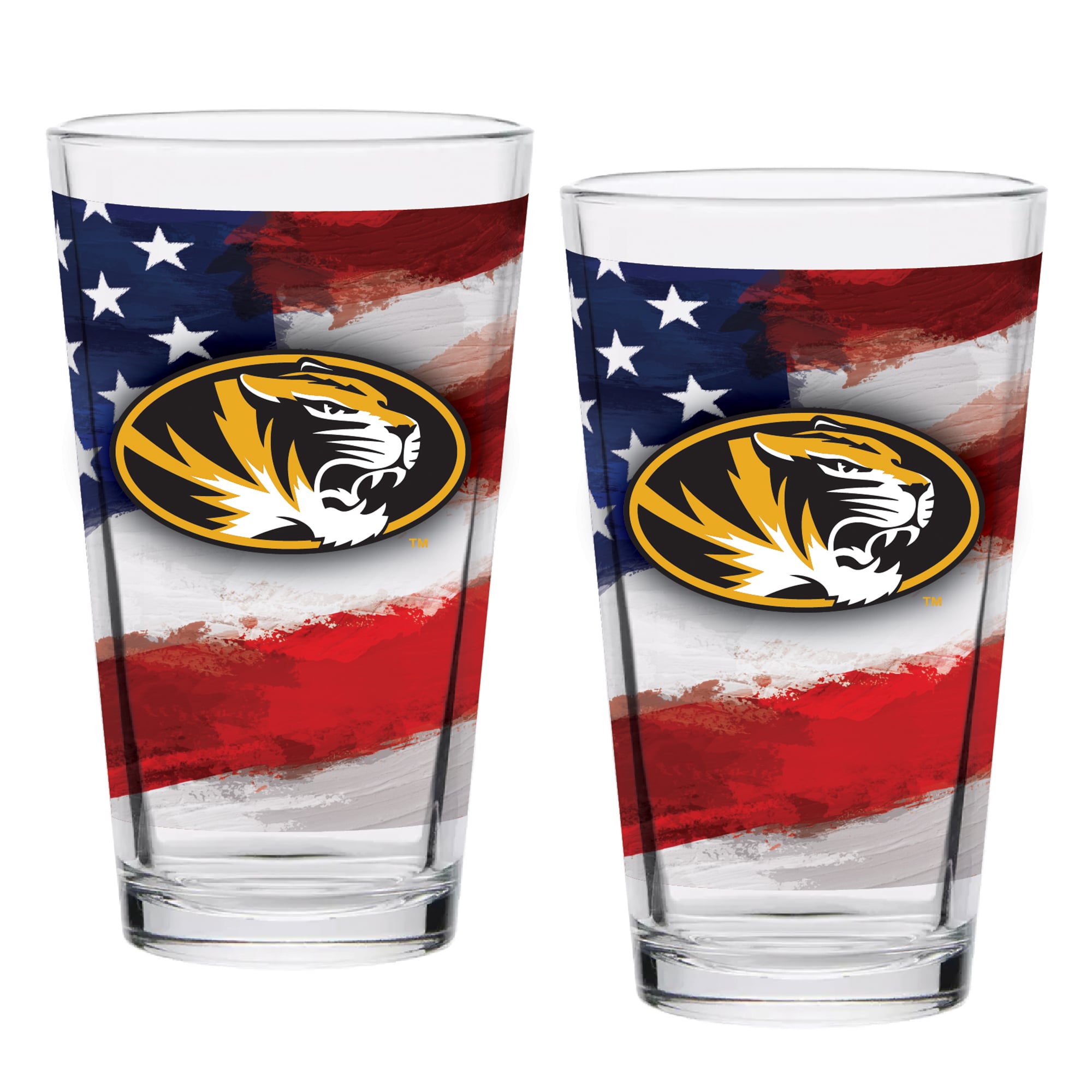 Missouri Tigers Two-Pack 16oz. Americana Pint Glass Set