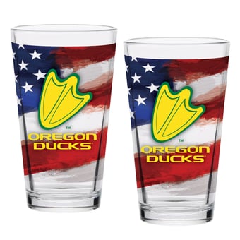 Oregon Ducks Two-Pack 16oz. Americana Pint Glass Set