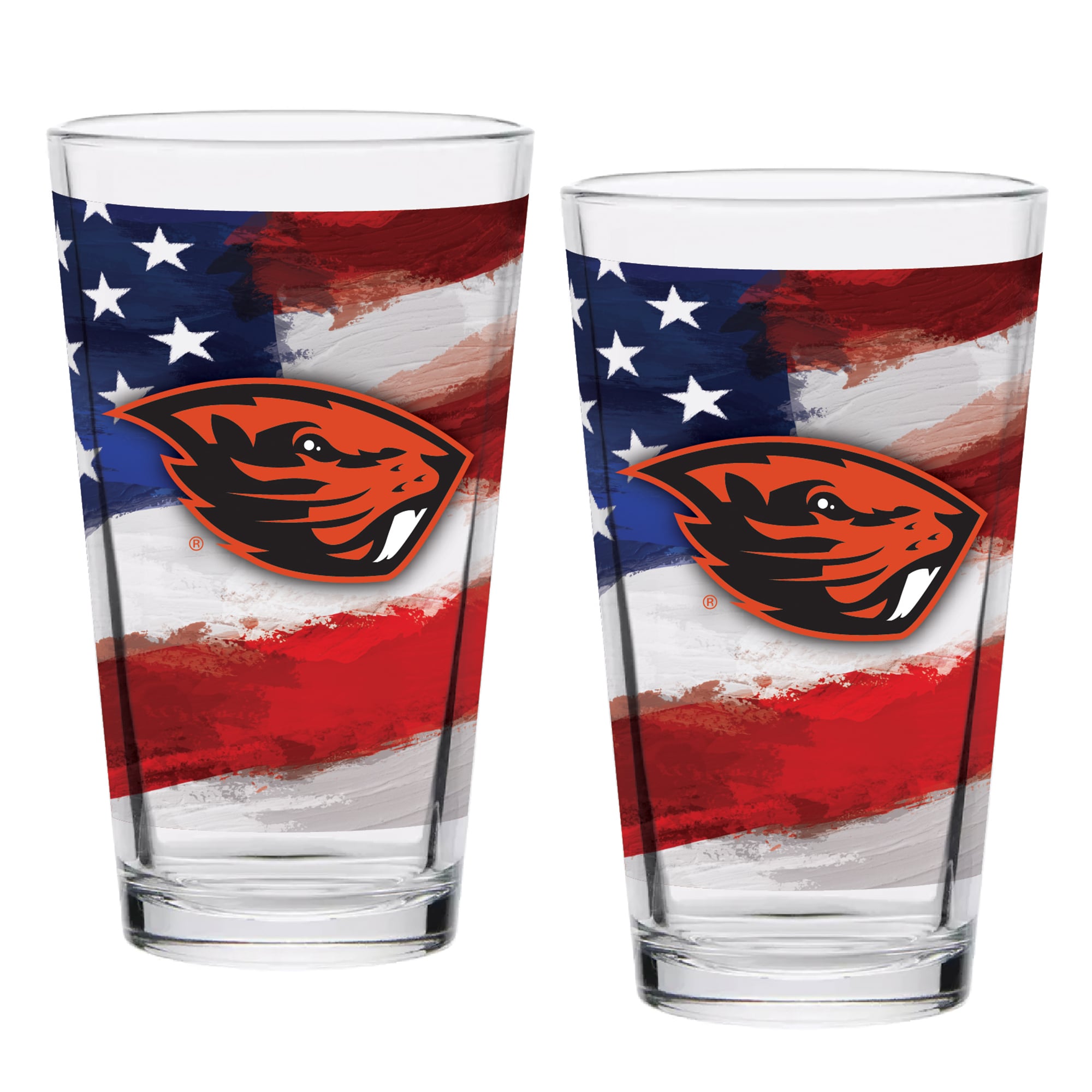 Oregon State Beavers Two-Pack 16oz. Americana Pint Glass Set
