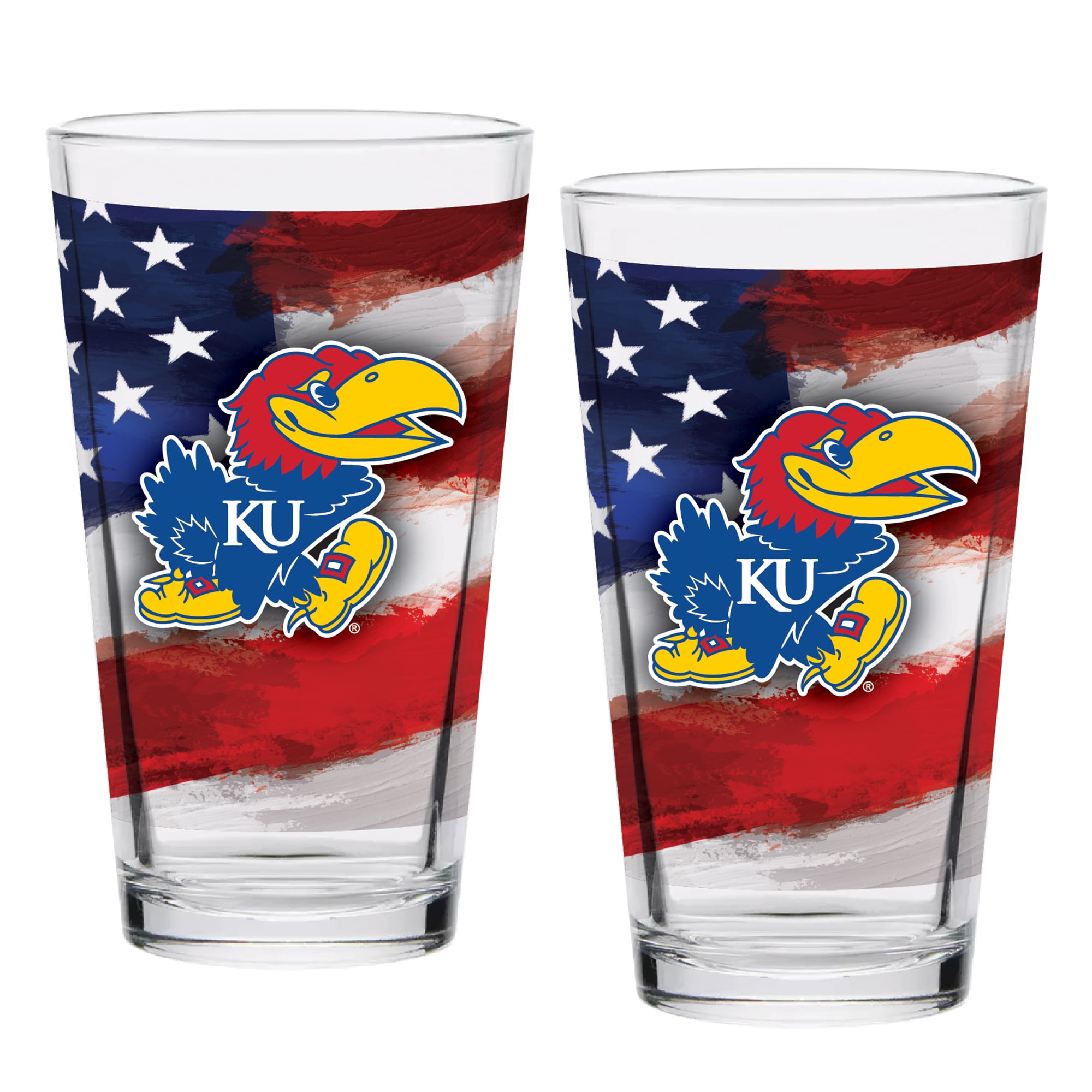 Kansas Jayhawks Two-Pack 16oz. Americana Pint Glass Set