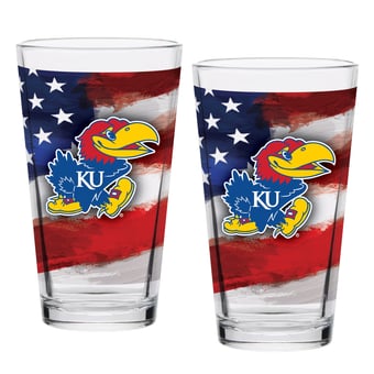 Kansas Jayhawks  Two-Pack 16oz. Americana Pint Glass Set
