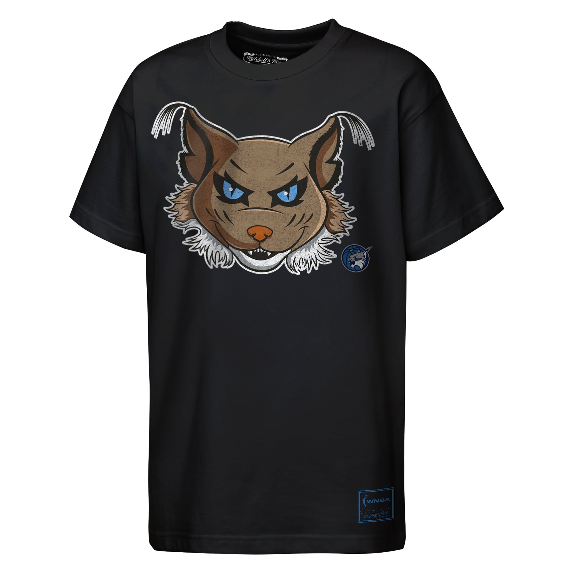Youth Mitchell & Ness  Black Minnesota Lynx Mascot Big Face Heavyweight T-Shirt