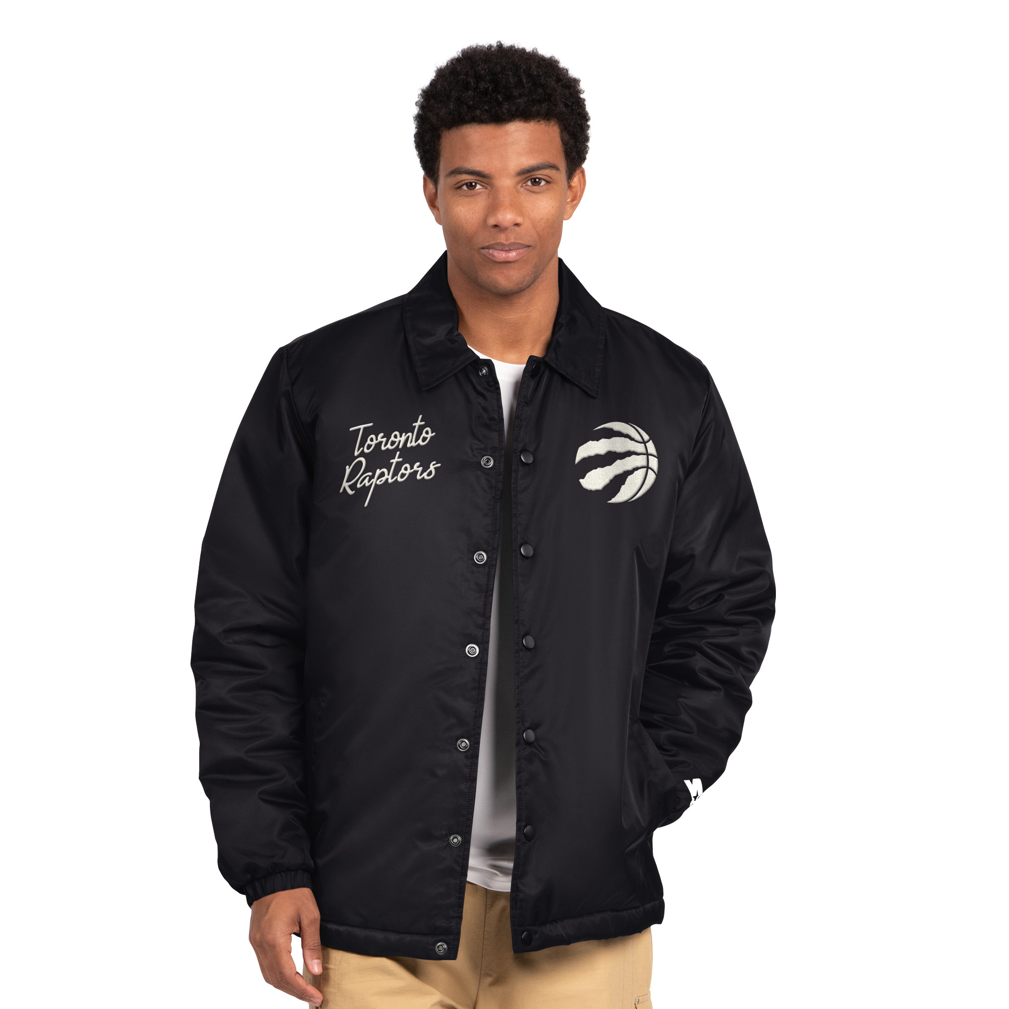 Men's Starter  Black Toronto Raptors Full-Snap Coaches Jacket
