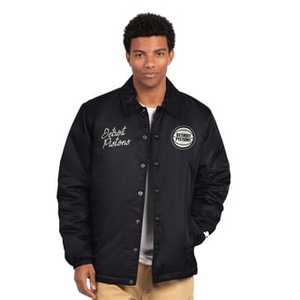 Men's Starter  Black Detroit Pistons Full-Snap Coaches Jacket