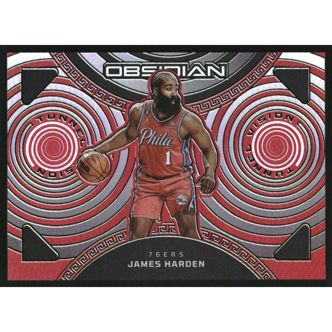 2022-23 Panini Obsidian Tunnel Vision Electric Etch Red Flood #6 James Harden. rookie card picture