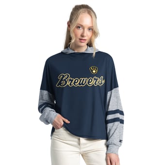 Women's Starter  Navy Milwaukee Brewers Fuel Up Lightweight Hoodie
