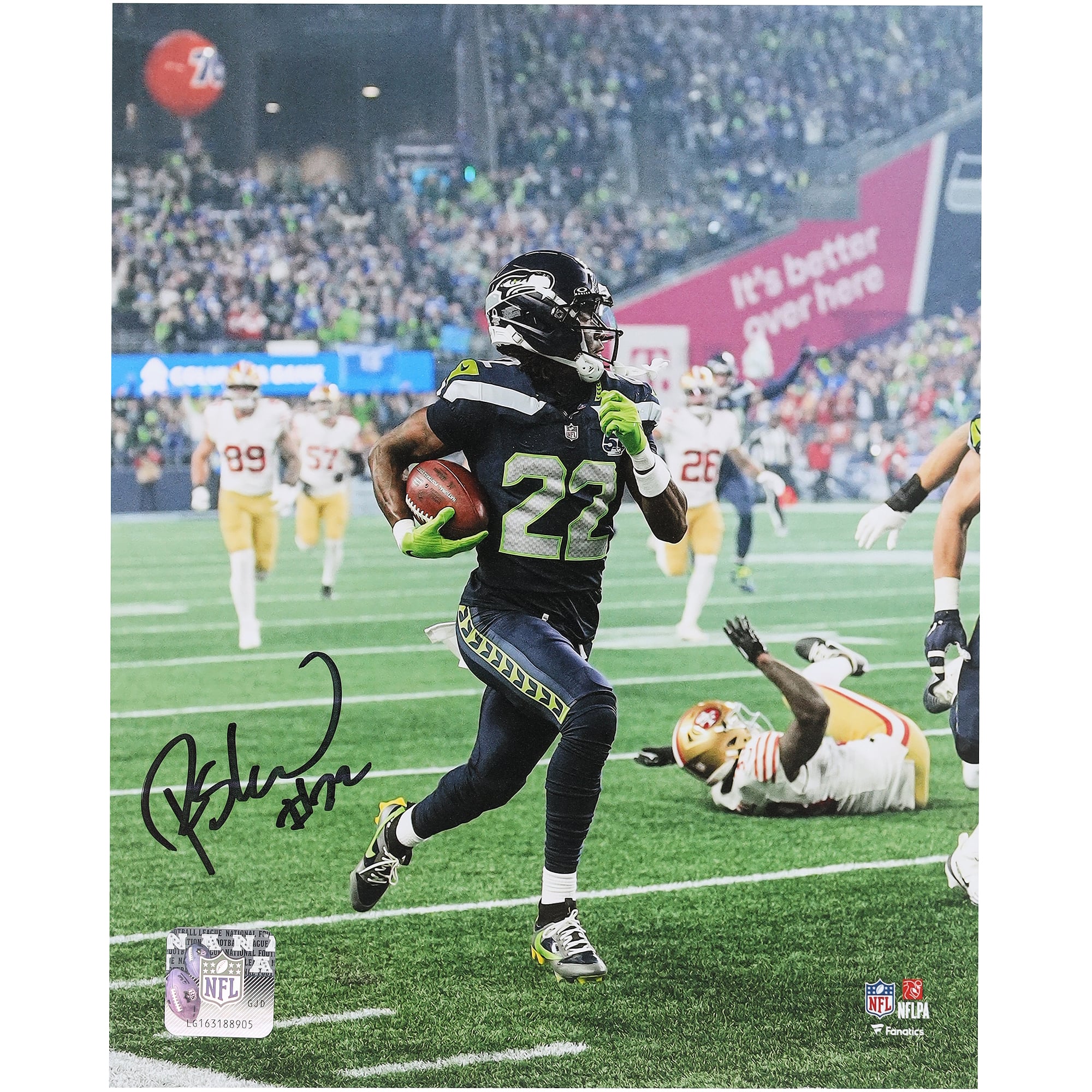 Rashid Shaheed Seattle Seahawks Autographed 8" x 10" 2026 NFC Divisional Round Kickoff Return Touchdown vs. San Francisco 49ers Photograph