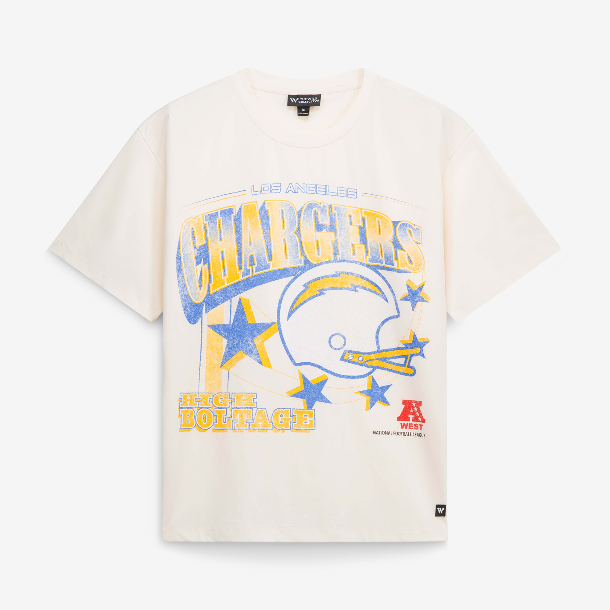 Unisex The Wild Collective Cream Los Angeles Chargers Oversized Graphic Streetwear T-Shirt
