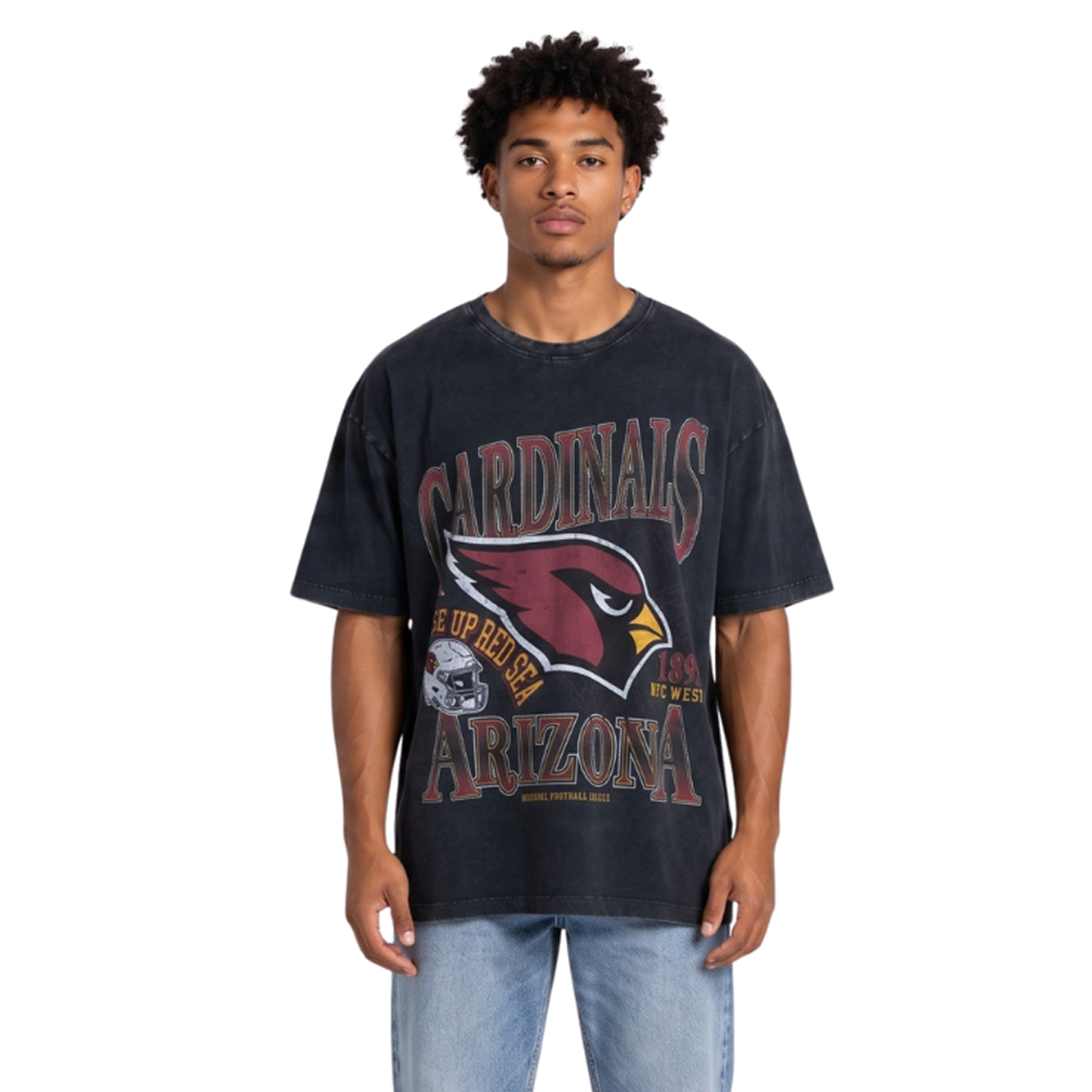 Unisex The Wild Collective Black Arizona Cardinals Oversized Graphic Streetwear T-Shirt