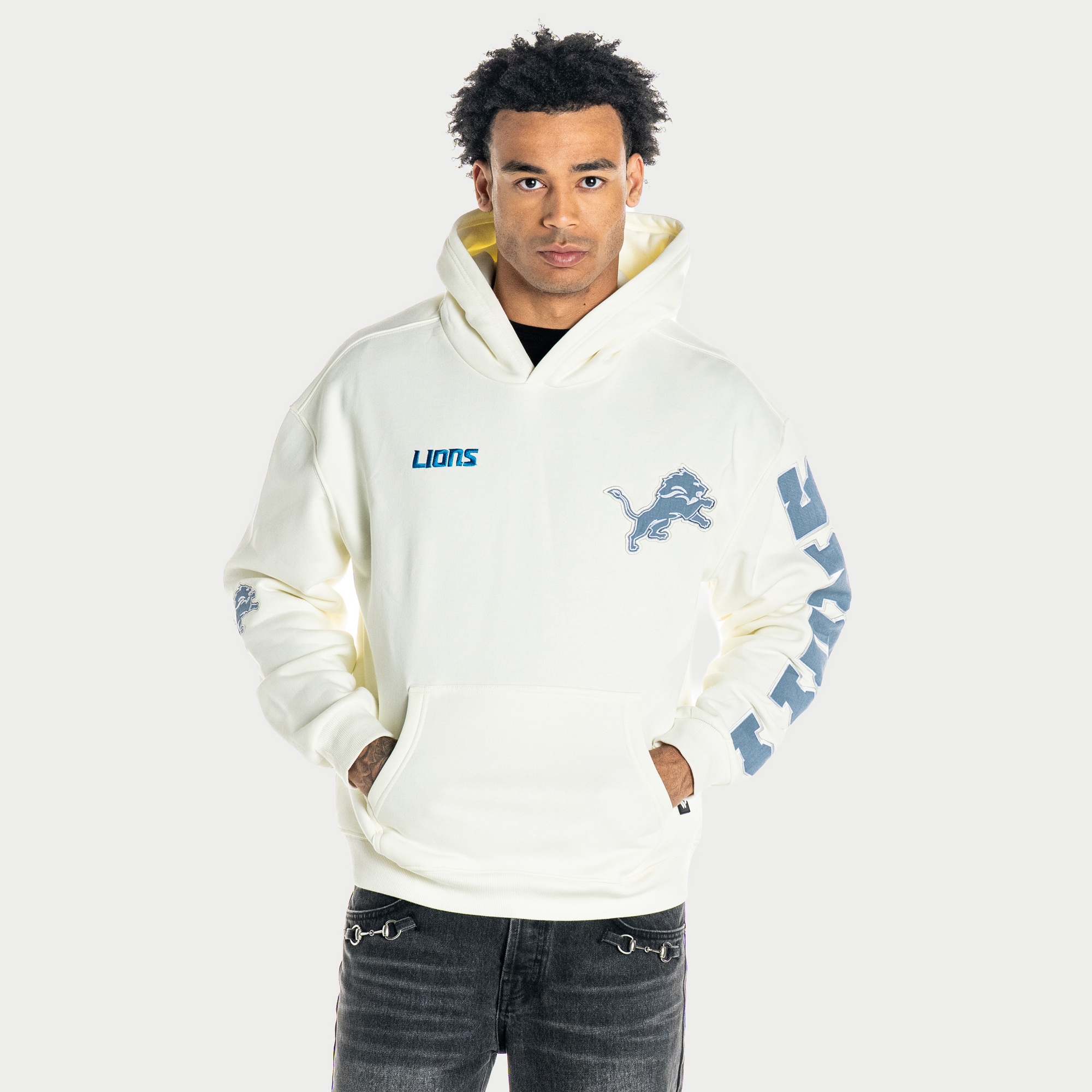 The Wild Collective Men's and Women's Cream Detroit Lions Oversized Hoodie - Cream
