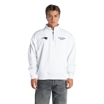 Unisex The Wild Collective  White New England Patriots Boxy Quarter-Zip Fleece Pullover