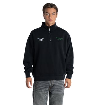 Unisex The Wild Collective  Black Philadelphia Eagles Boxy Quarter-Zip Fleece Pullover