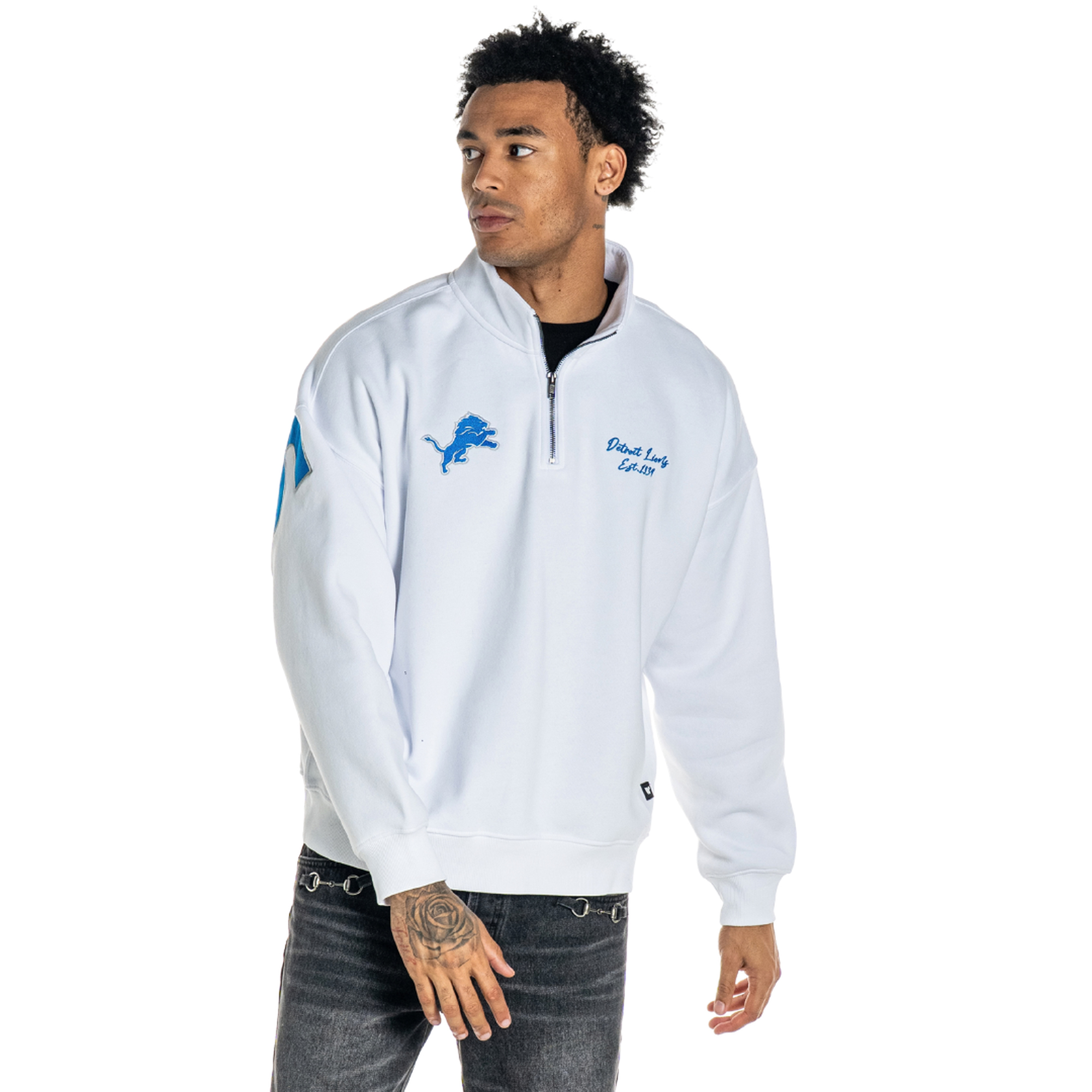 Unisex The Wild Collective White Detroit Lions Boxy Quarter-Zip Fleece Pullover