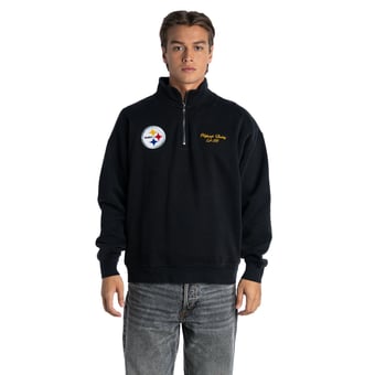 Unisex The Wild Collective  Black Pittsburgh Steelers Boxy Quarter-Zip Fleece Pullover