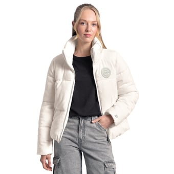 Women's Starter  Cream Chicago Cubs Double Score Bubble Full-Zip Jacket