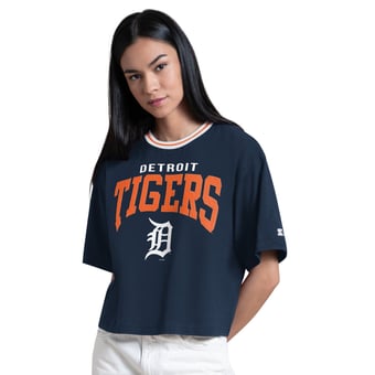 Women's Starter  Navy Detroit Tigers Ace Cropped T-Shirt