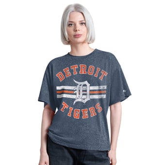 Women's Starter  Navy Detroit Tigers Jump Shot Boyfriend Tri-Blend T-Shirt