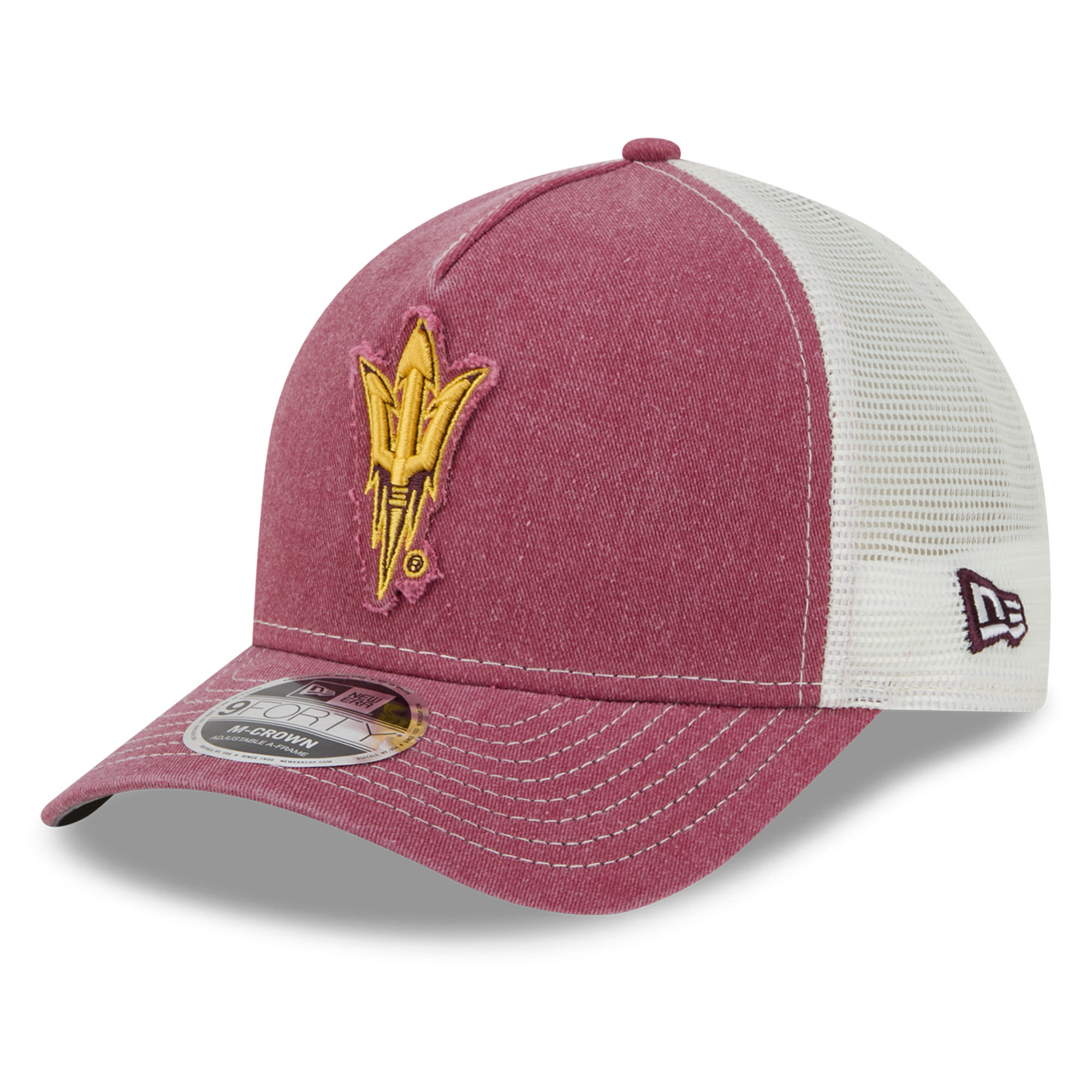 Unisex New Era Maroon Arizona State Sun Devils Faded A-Frame 9FORTY Adjustable Trucker Hat
