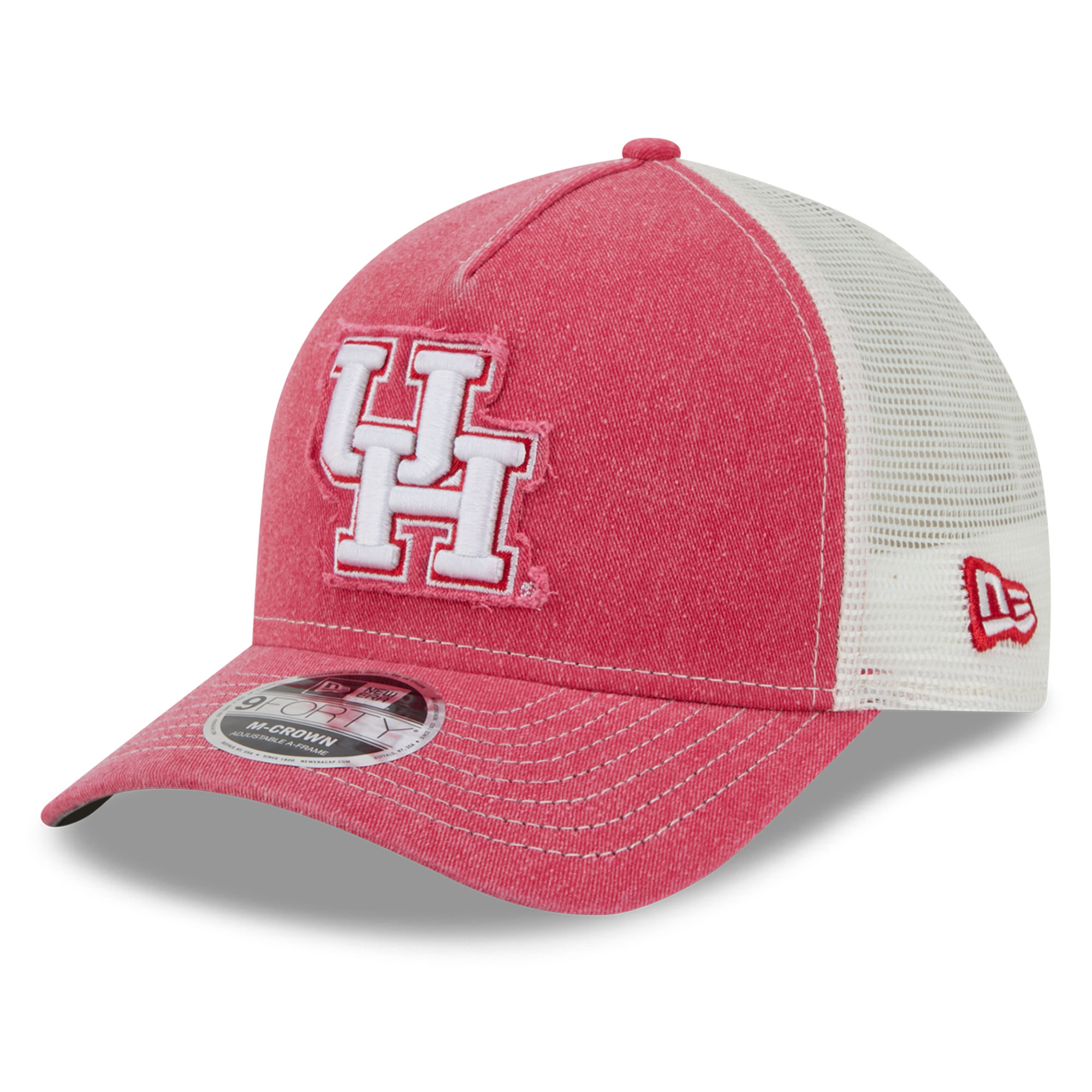 Unisex New Era Red Houston Cougars Faded A-Frame 9FORTY Adjustable Trucker Hat