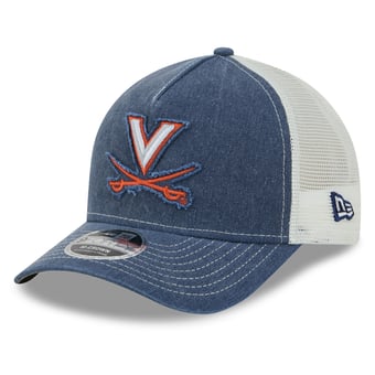 Unisex New Era Navy Virginia Cavaliers Faded A-Frame 9FORTY Adjustable Trucker Hat