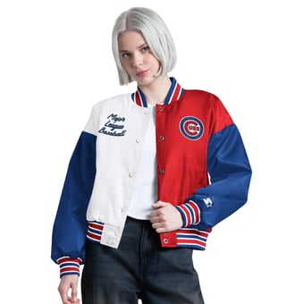 Women's Starter  White Chicago Cubs Game On Full-Snap Varsity Jacket
