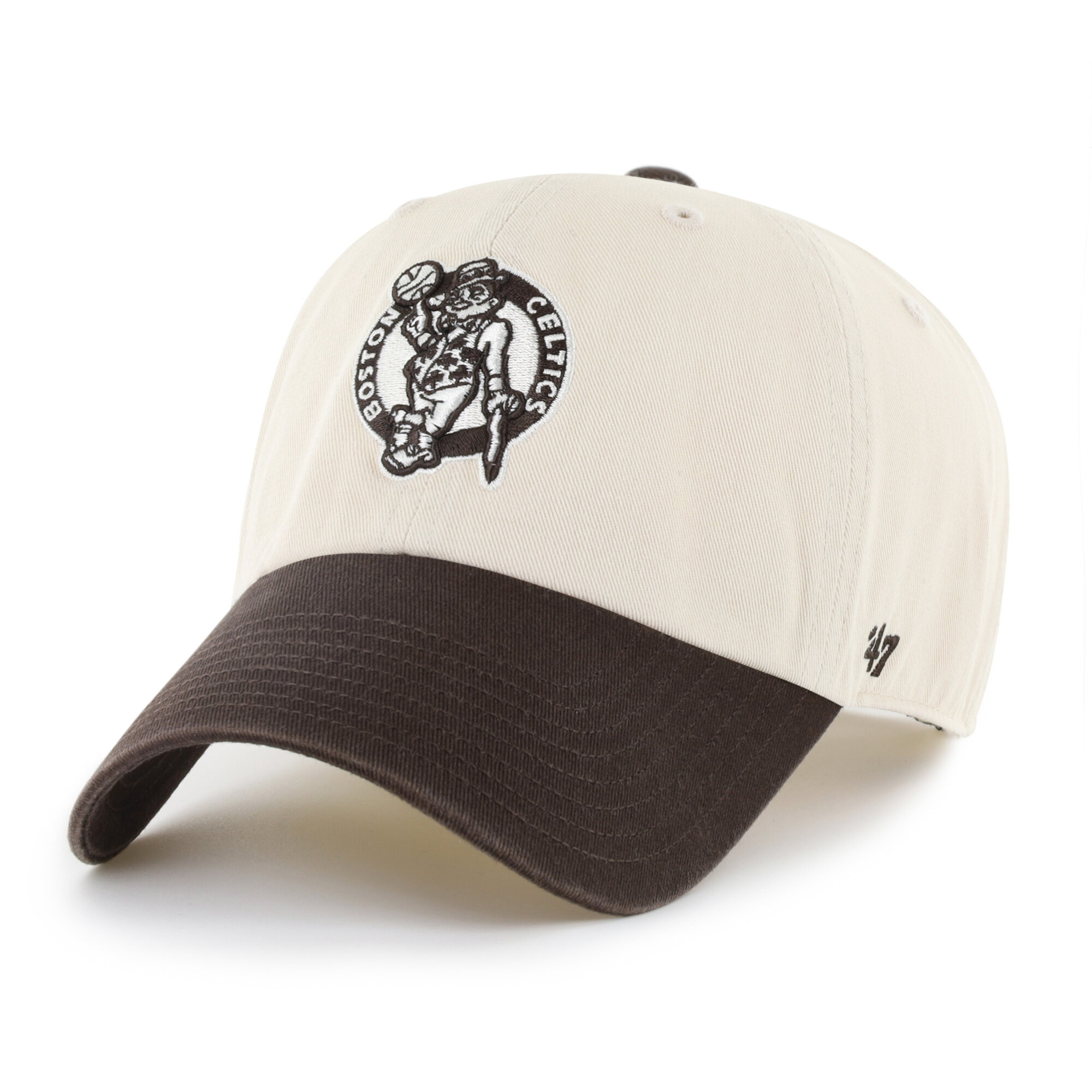 Men's '47 Natural/Brown Boston Celtics Two-Tone Clean Up Adjustable Hat