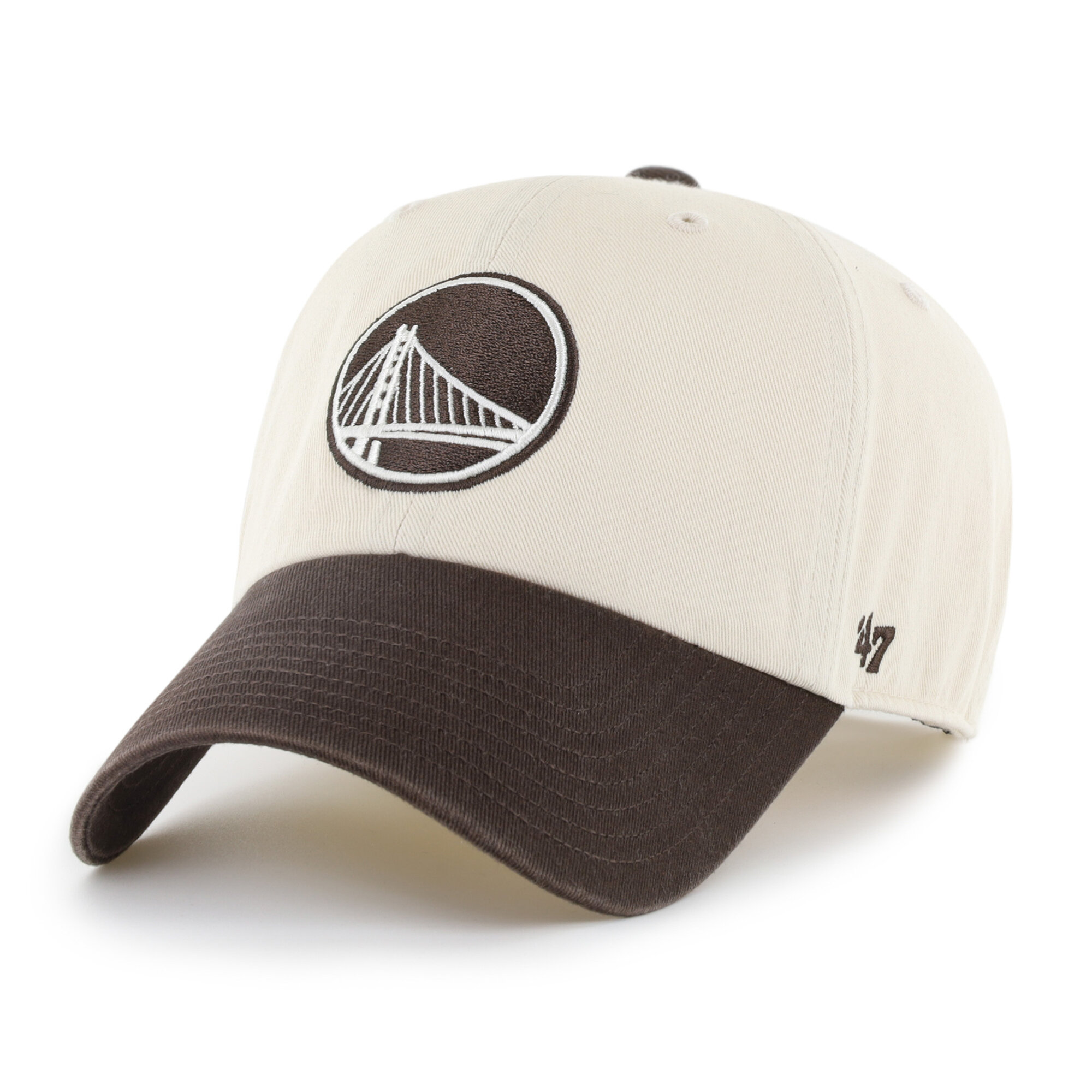 Men's '47 Natural/Brown Golden State Warriors Two-Tone Clean Up Adjustable Hat